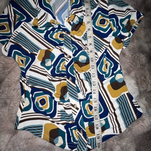 L.I.F.E. Love Is For Eternity 90s Y2K Retro Swirl Print Blouse Top Size M - Picture 8 of 12